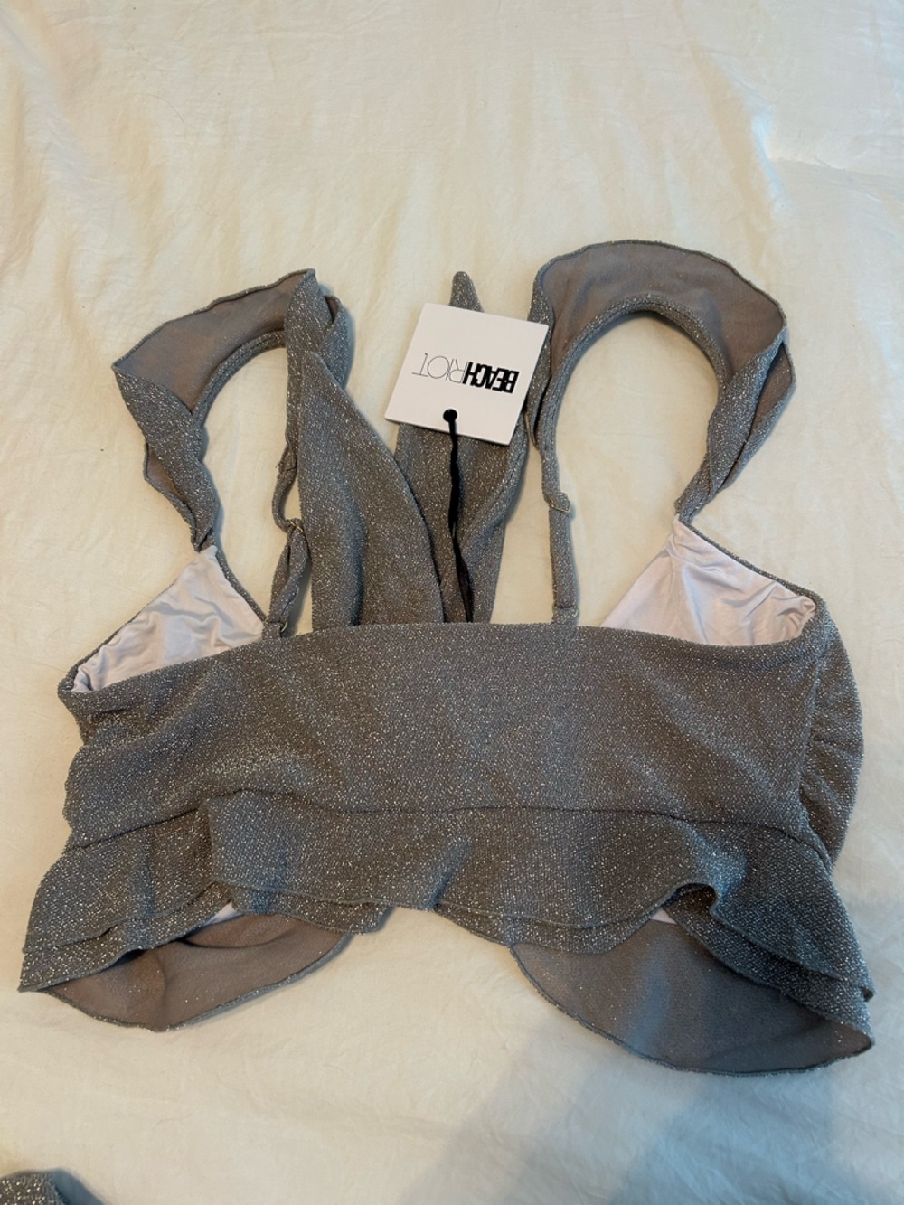 Beach Riot Silver Sparkle Ruffle Bikini Set - Picture 10 of 13